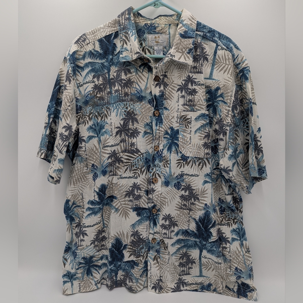 Groovy Bay Men's Jamaica Button Down Shirt Vacation Palm XL Tropical Beachwear